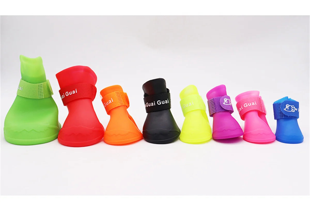4Pcs Small Medium Large Dogs Cats Outdoor Shoe Dog Ankle Boots Pet WaterProof Rainshoe Anti-slip Rubber Boot Pet Accessories - MYFURRY FLUFFY