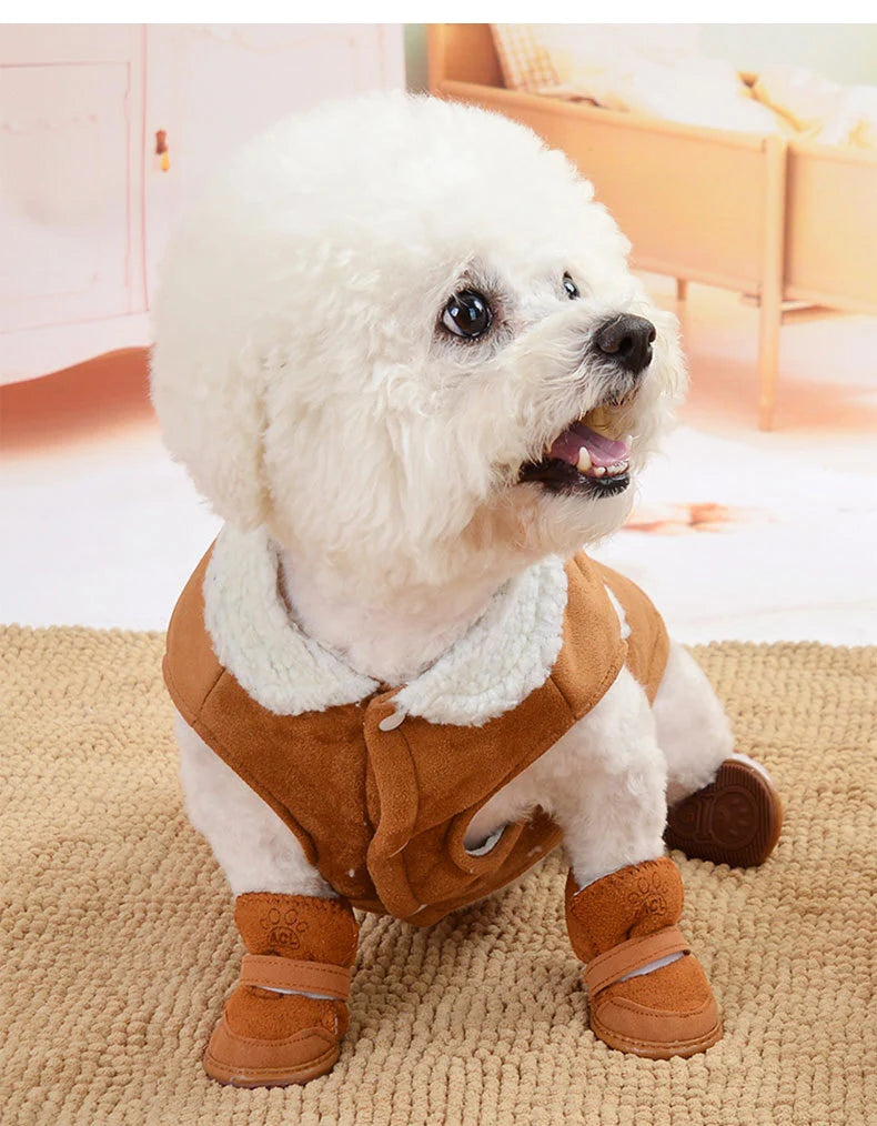 4Pcs/set Warm Pet Dog Shoes for Small Medium Dogs Cute Dog Boots Outdoor Non-Slip Puppy Sneakers Anti-Slip Dog Foot Protector - MYFURRY FLUFFY