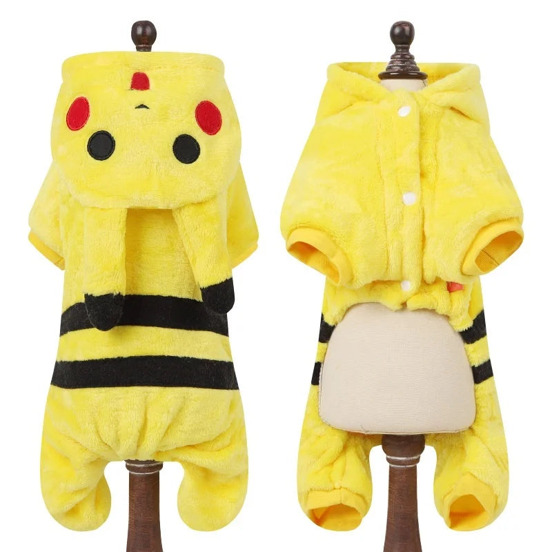 Halloween Pet Dog Clothes Soft Warm Fleece Dogs Jumpsuits Pet Clothing For Small Dogs Puppy Cats Hoodies Yorkshire Costume Coats - MYFURRY FLUFFY
