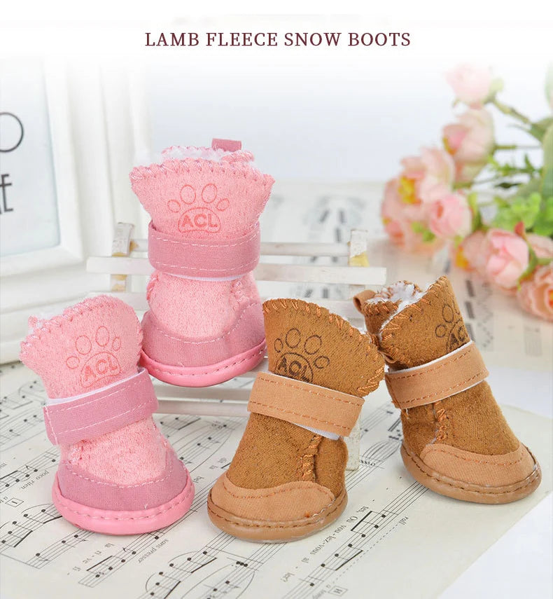4Pcs/set Warm Pet Dog Shoes for Small Medium Dogs Cute Dog Boots Outdoor Non-Slip Puppy Sneakers Anti-Slip Dog Foot Protector - MYFURRY FLUFFY