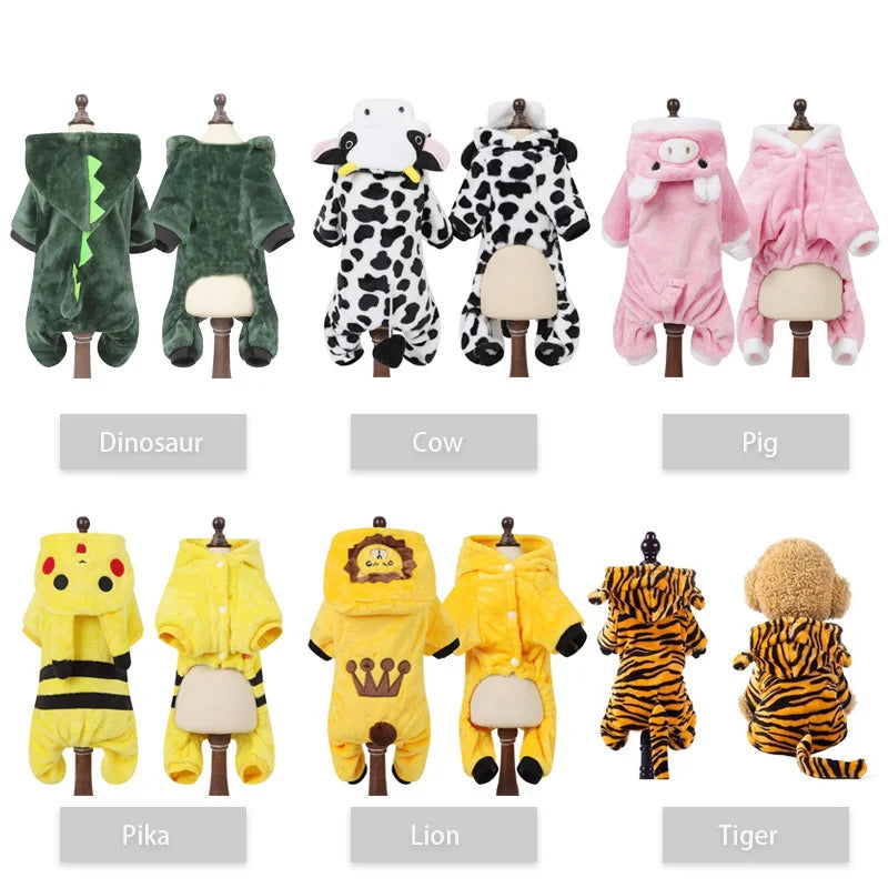 Halloween Pet Dog Clothes Soft Warm Fleece Dogs Jumpsuits Pet Clothing For Small Dogs Puppy Cats Hoodies Yorkshire Costume Coats - MYFURRY FLUFFY