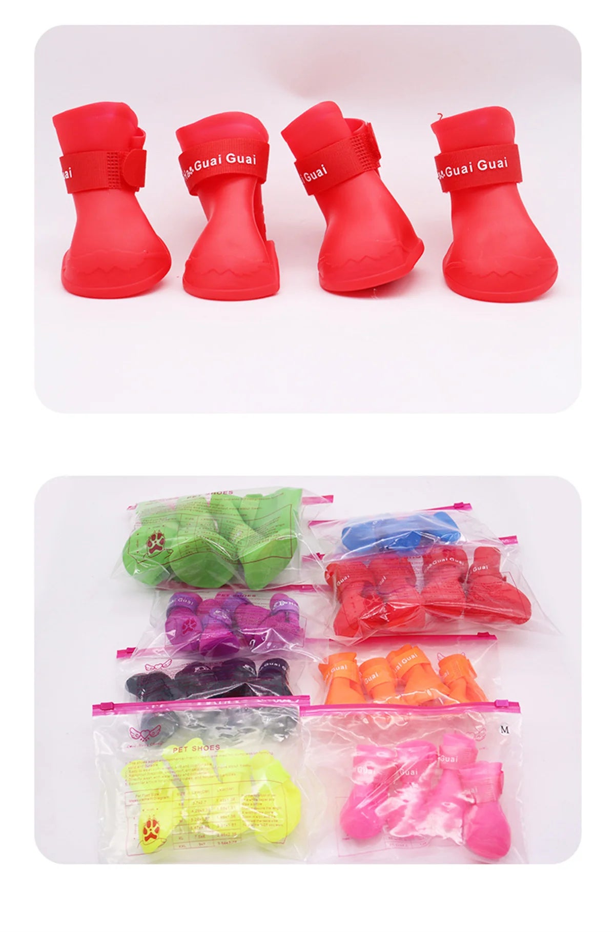 4Pcs Small Medium Large Dogs Cats Outdoor Shoe Dog Ankle Boots Pet WaterProof Rainshoe Anti-slip Rubber Boot Pet Accessories - MYFURRY FLUFFY