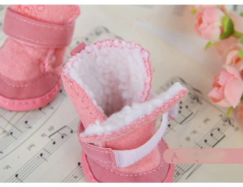 4Pcs/set Warm Pet Dog Shoes for Small Medium Dogs Cute Dog Boots Outdoor Non-Slip Puppy Sneakers Anti-Slip Dog Foot Protector - MYFURRY FLUFFY