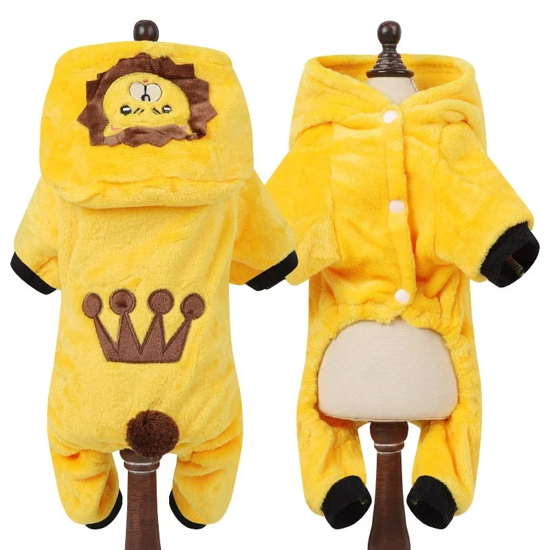 Halloween Pet Dog Clothes Soft Warm Fleece Dogs Jumpsuits Pet Clothing For Small Dogs Puppy Cats Hoodies Yorkshire Costume Coats - MYFURRY FLUFFY