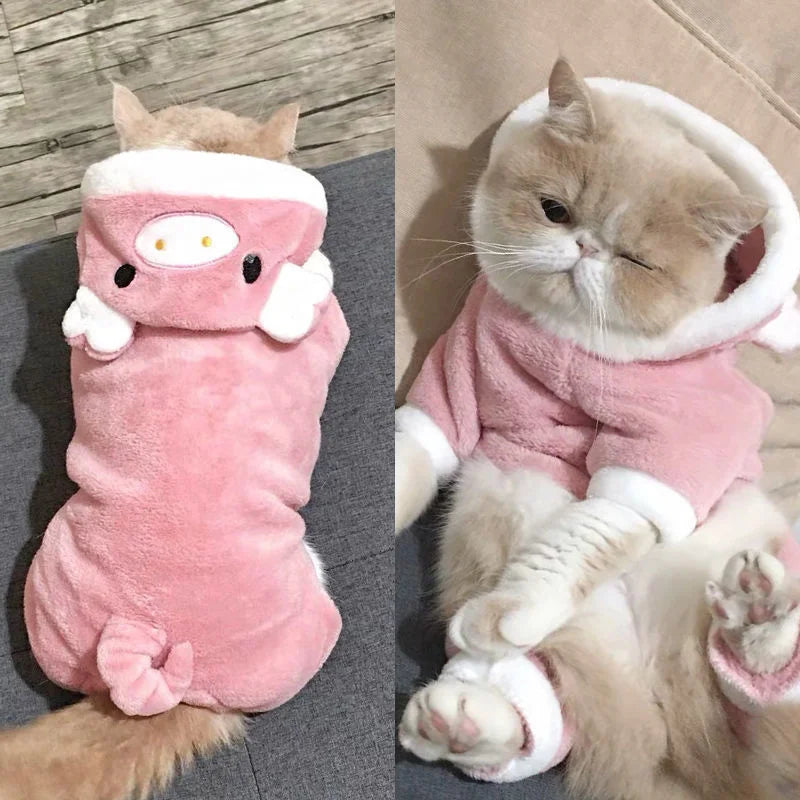 Halloween Pet Dog Clothes Soft Warm Fleece Dogs Jumpsuits Pet Clothing For Small Dogs Puppy Cats Hoodies Yorkshire Costume Coats - MYFURRY FLUFFY