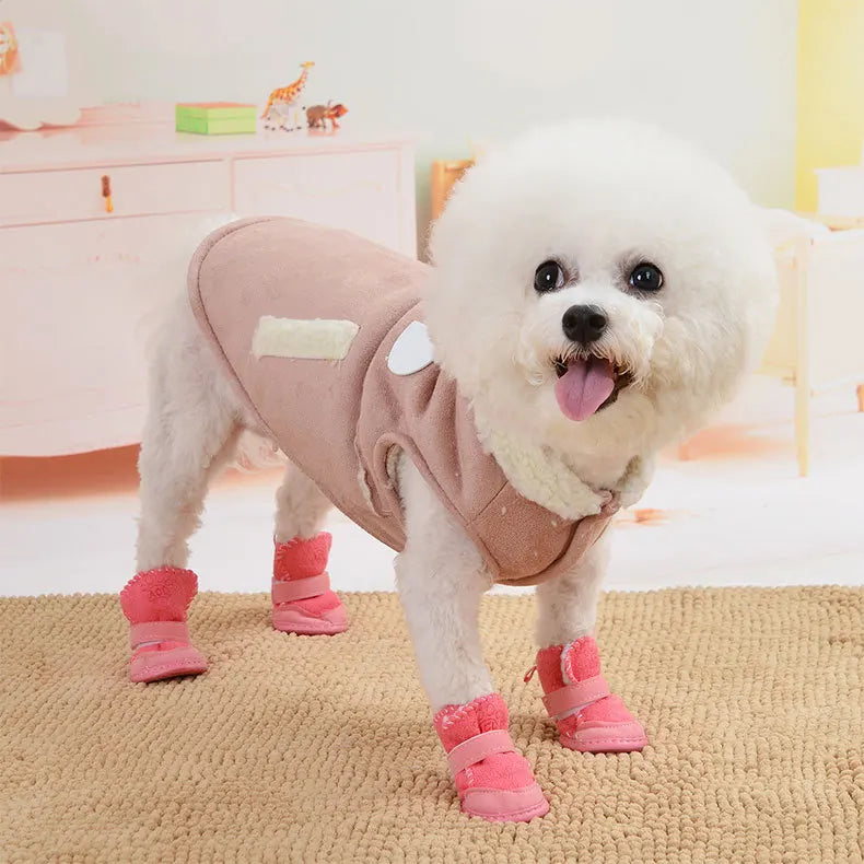 4Pcs/set Warm Pet Dog Shoes for Small Medium Dogs Cute Dog Boots Outdoor Non-Slip Puppy Sneakers Anti-Slip Dog Foot Protector - MYFURRY FLUFFY