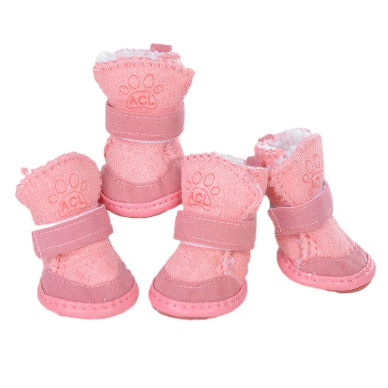 4Pcs/set Warm Pet Dog Shoes for Small Medium Dogs Cute Dog Boots Outdoor Non-Slip Puppy Sneakers Anti-Slip Dog Foot Protector - MYFURRY FLUFFY