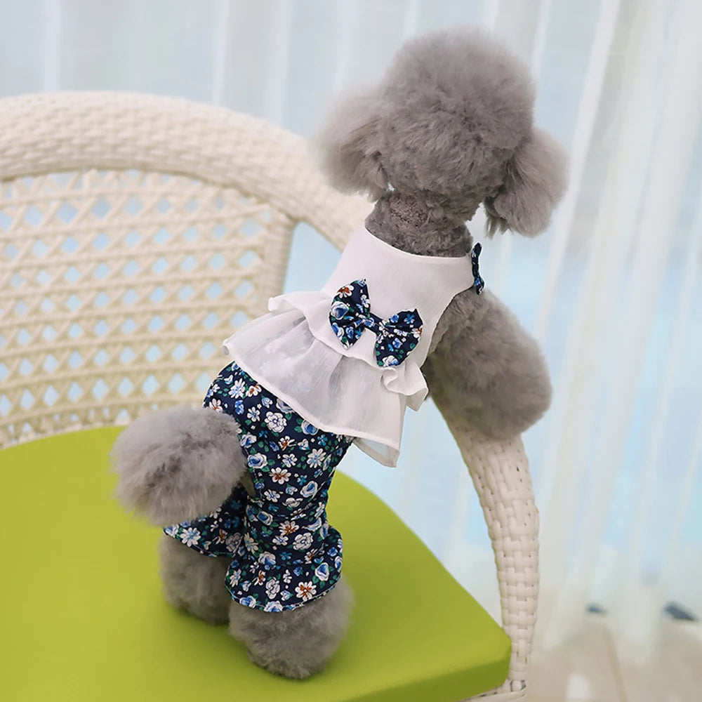 Dogs and Cats Dress Jumpsuit Floral & Tulle Design Pet Puppy Dress Skirt Spring/Summer Clothes Apparel - MYFURRY FLUFFY