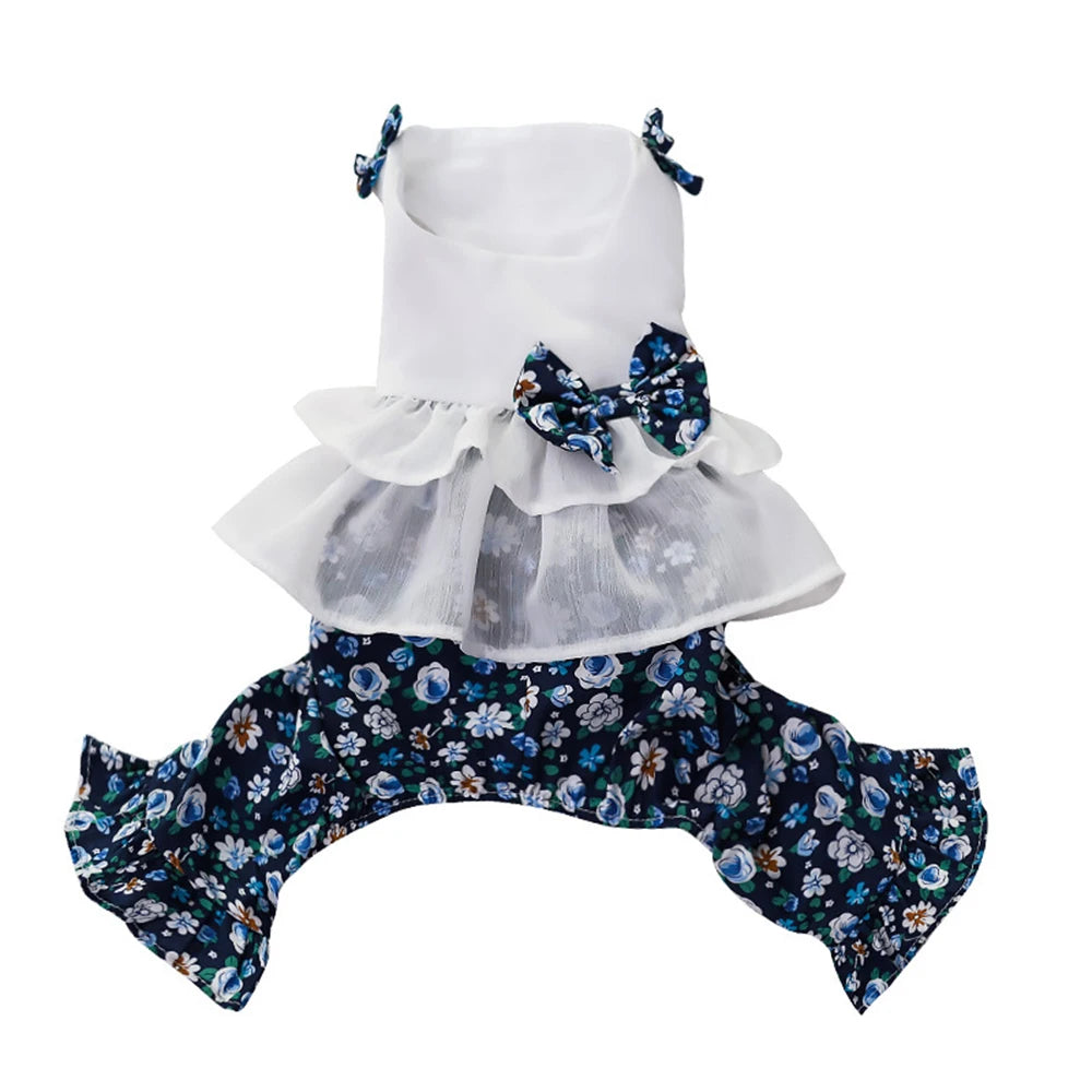 Dogs and Cats Dress Jumpsuit Floral & Tulle Design Pet Puppy Dress Skirt Spring/Summer Clothes Apparel - MYFURRY FLUFFY