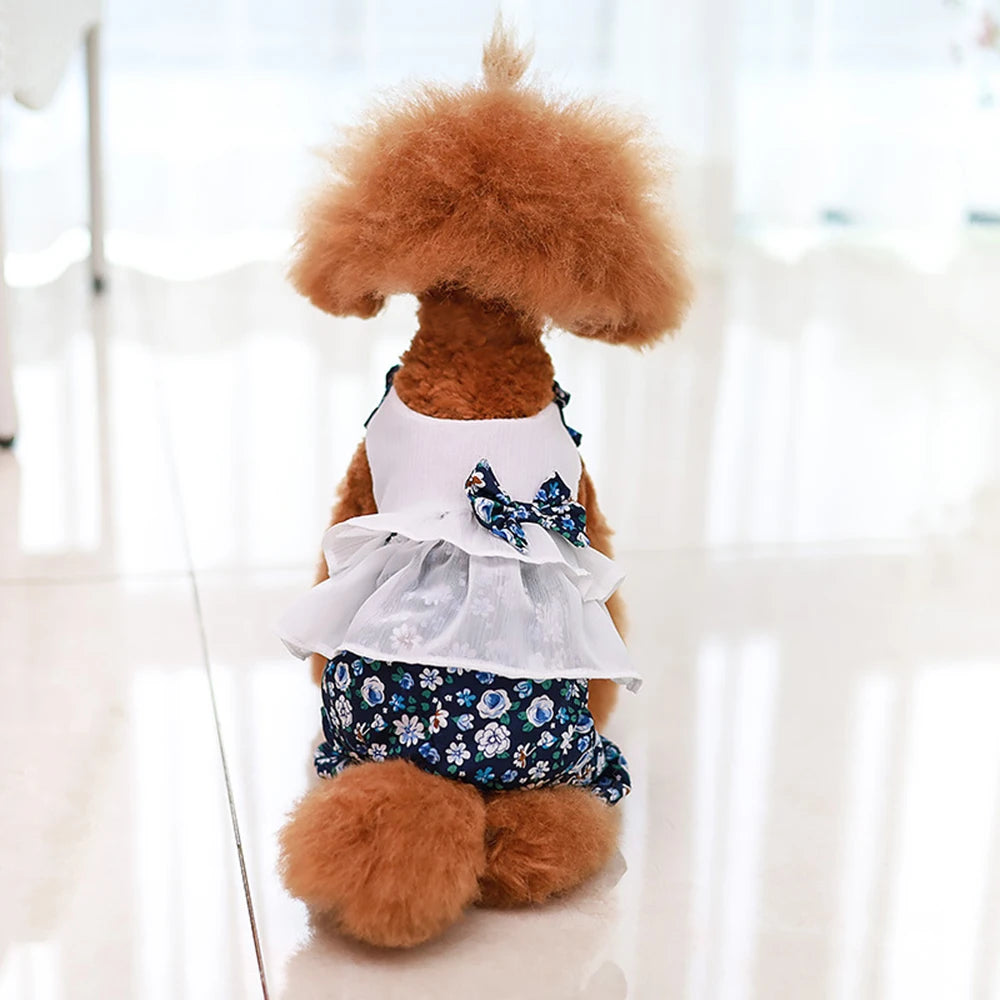 Dogs and Cats Dress Jumpsuit Floral & Tulle Design Pet Puppy Dress Skirt Spring/Summer Clothes Apparel - MYFURRY FLUFFY