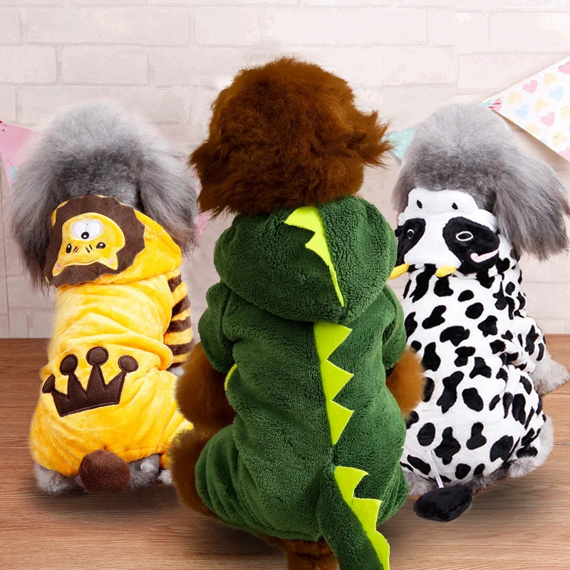 Halloween Pet Dog Clothes Soft Warm Fleece Dogs Jumpsuits Pet Clothing For Small Dogs Puppy Cats Hoodies Yorkshire Costume Coats - MYFURRY FLUFFY
