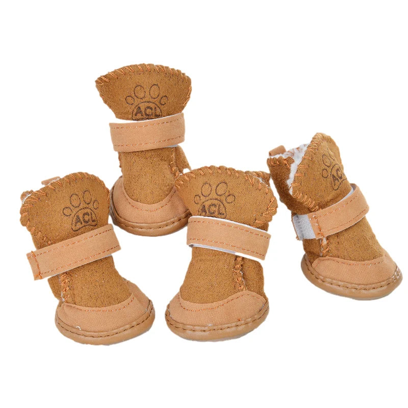 4Pcs/set Warm Pet Dog Shoes for Small Medium Dogs Cute Dog Boots Outdoor Non-Slip Puppy Sneakers Anti-Slip Dog Foot Protector - MYFURRY FLUFFY