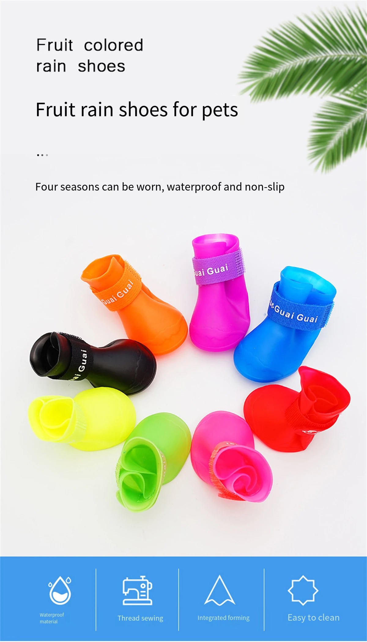 4Pcs Small Medium Large Dogs Cats Outdoor Shoe Dog Ankle Boots Pet WaterProof Rainshoe Anti-slip Rubber Boot Pet Accessories - MYFURRY FLUFFY