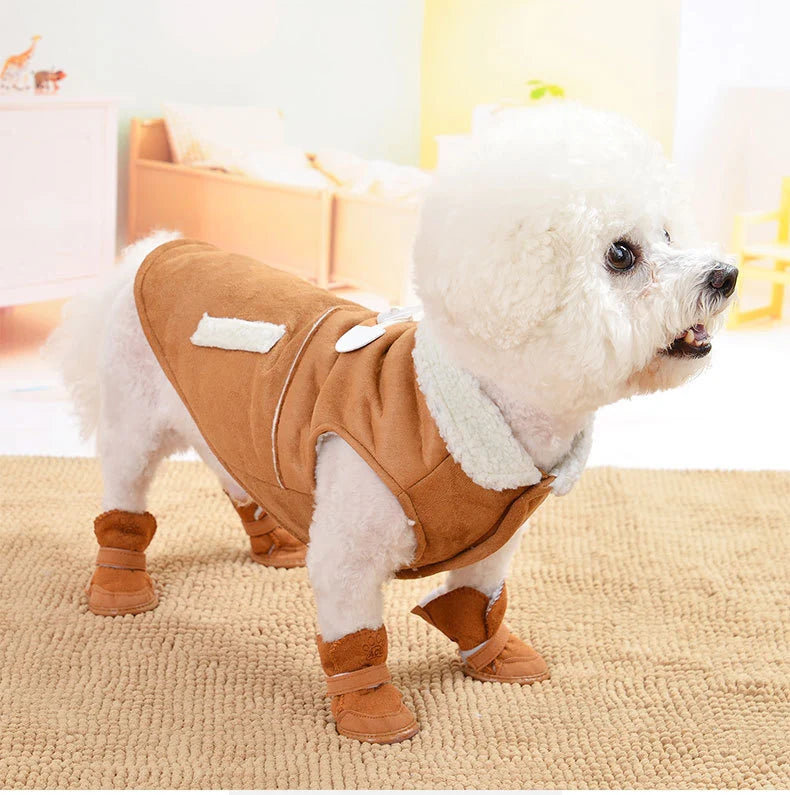 4Pcs/set Warm Pet Dog Shoes for Small Medium Dogs Cute Dog Boots Outdoor Non-Slip Puppy Sneakers Anti-Slip Dog Foot Protector - MYFURRY FLUFFY