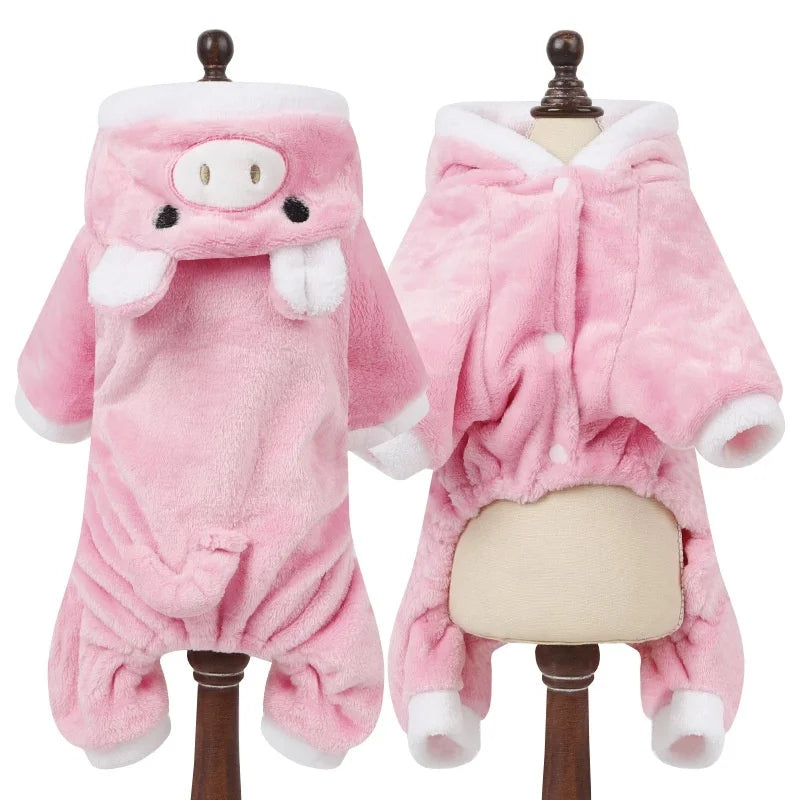 Halloween Pet Dog Clothes Soft Warm Fleece Dogs Jumpsuits Pet Clothing For Small Dogs Puppy Cats Hoodies Yorkshire Costume Coats - MYFURRY FLUFFY